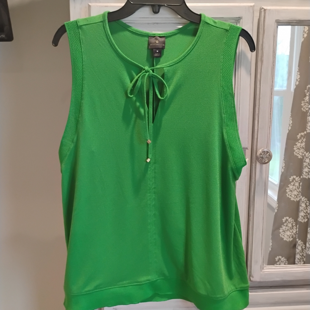 Worthington Vibrant Green Sleeveless Blouse